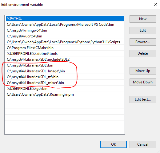 SDL folders in the Path